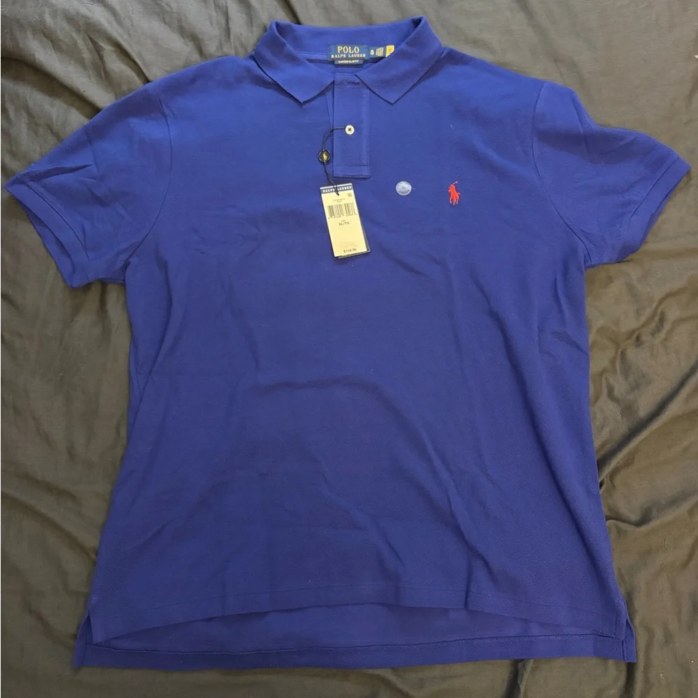 Polo Ralph Lauren Custom Slim Fit Blue Polo Shirt XL Short Sleeve Logo